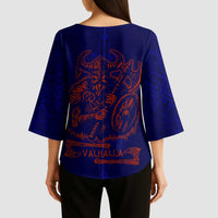 Valhalla Warrior Viking Kimono Sleeve Blouse with Axes and Norse Symbols Norse Mythology Tribute - Wonder Print Shop
