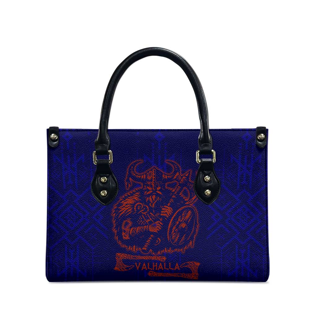 Valhalla Warrior Viking Leather Bag with Axes and Norse Symbols Norse Mythology Tribute - Wonder Print Shop