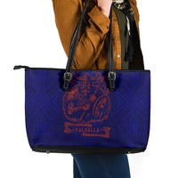 Valhalla Warrior Viking Leather Tote Bag with Axes and Norse Symbols Norse Mythology Tribute - Wonder Print Shop