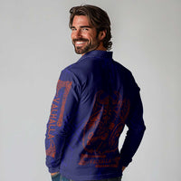 Valhalla Warrior Viking Long Sleeve Polo Shirt with Axes and Norse Symbols Norse Mythology Tribute - Wonder Print Shop