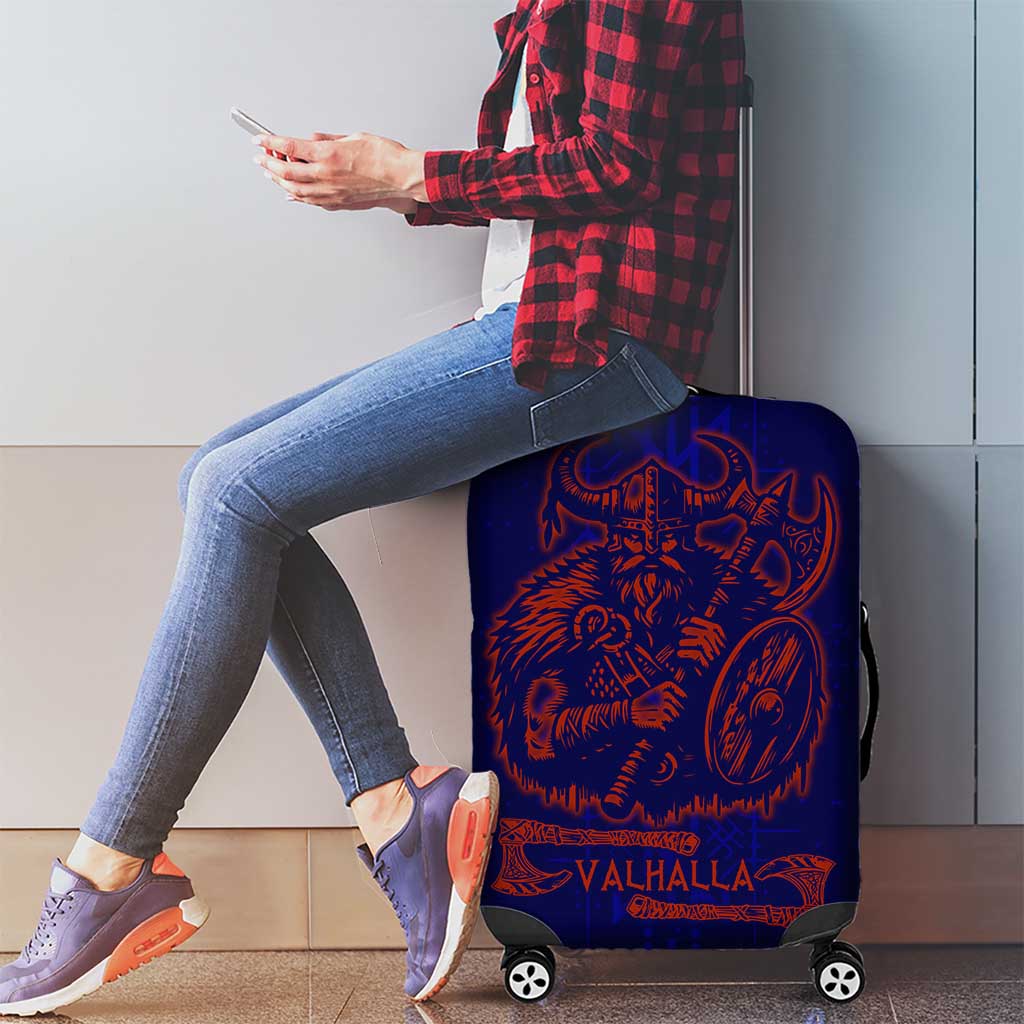 Valhalla Warrior Viking Luggage Cover with Axes and Norse Symbols Norse Mythology Tribute - Wonder Print Shop