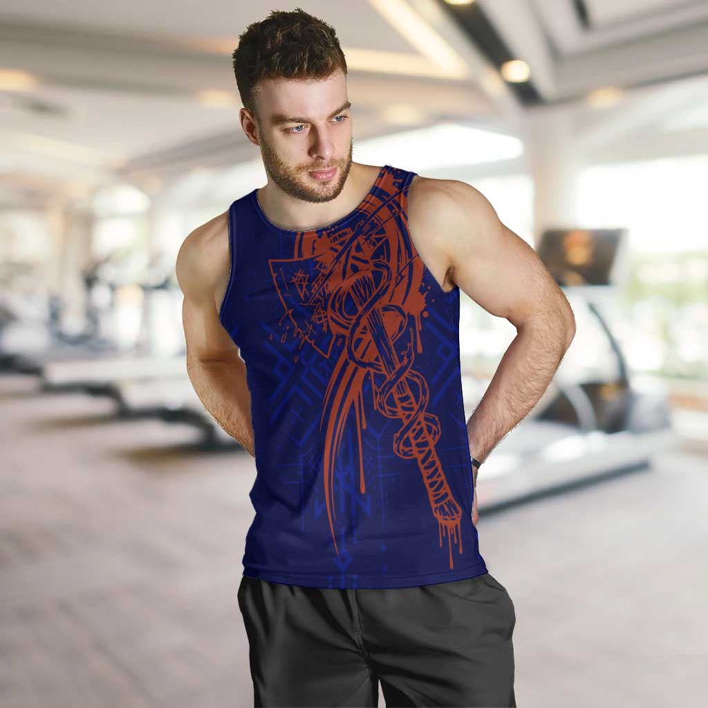 Valhalla Warrior Viking Men Tank Top with Axes and Norse Symbols Norse Mythology Tribute - Wonder Print Shop