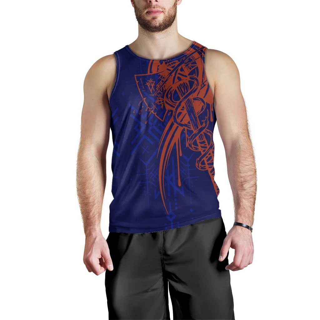 Valhalla Warrior Viking Men Tank Top with Axes and Norse Symbols Norse Mythology Tribute - Wonder Print Shop