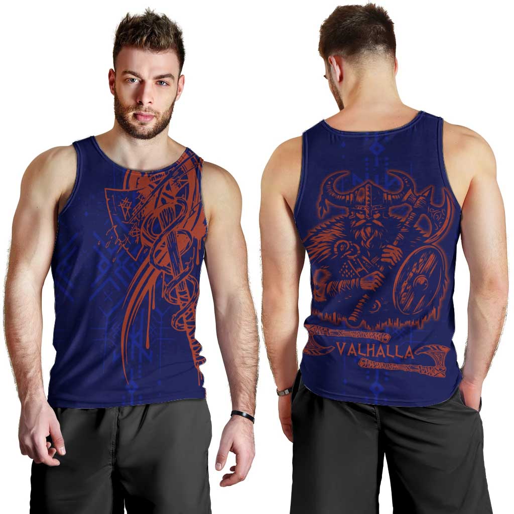 Valhalla Warrior Viking Men Tank Top with Axes and Norse Symbols Norse Mythology Tribute - Wonder Print Shop