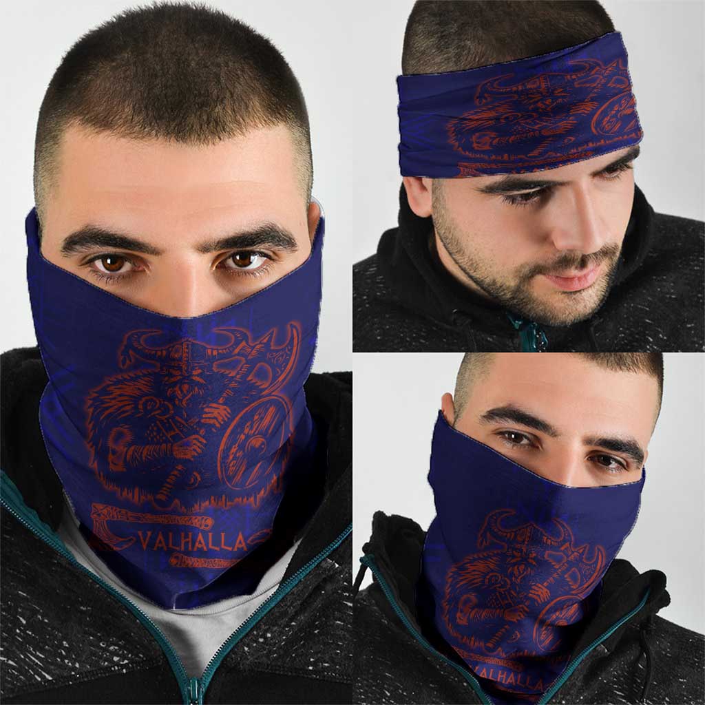 Valhalla Warrior Viking Neck Gaiter with Axes and Norse Symbols Norse Mythology Tribute - Wonder Print Shop