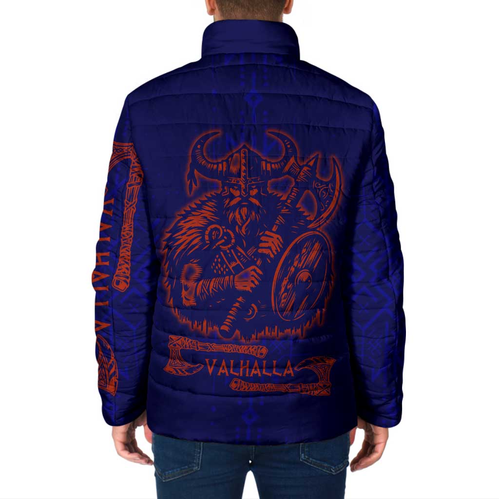 Valhalla Warrior Viking Padded Jacket with Axes and Norse Symbols Norse Mythology Tribute - Wonder Print Shop