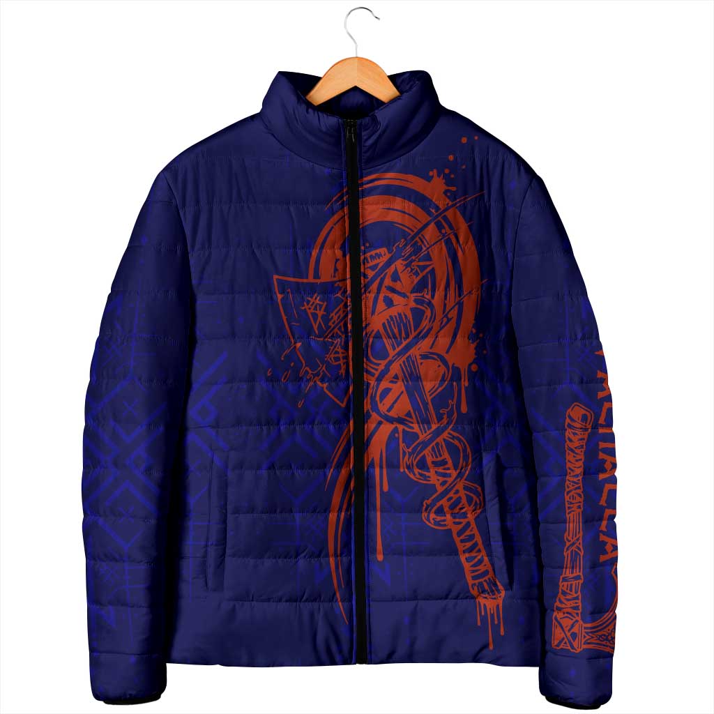 Valhalla Warrior Viking Padded Jacket with Axes and Norse Symbols Norse Mythology Tribute - Wonder Print Shop