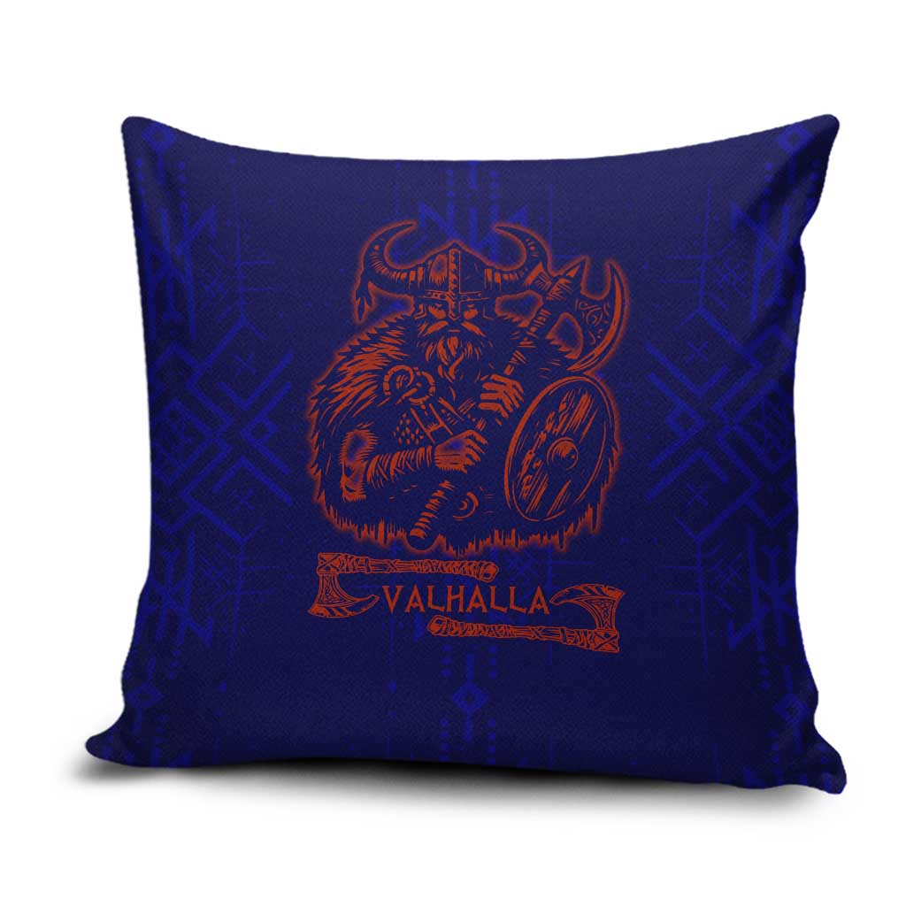 Valhalla Warrior Viking Pillow Cover with Axes and Norse Symbols Norse Mythology Tribute - Wonder Print Shop