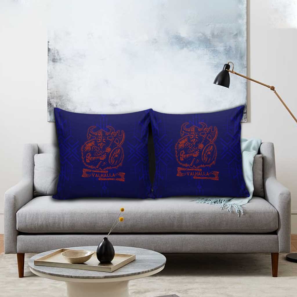 Valhalla Warrior Viking Pillow Cover with Axes and Norse Symbols Norse Mythology Tribute - Wonder Print Shop