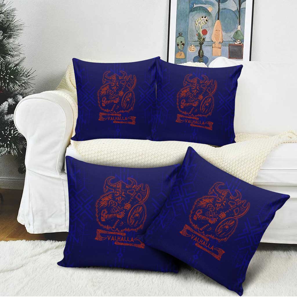Valhalla Warrior Viking Pillow Cover with Axes and Norse Symbols Norse Mythology Tribute - Wonder Print Shop