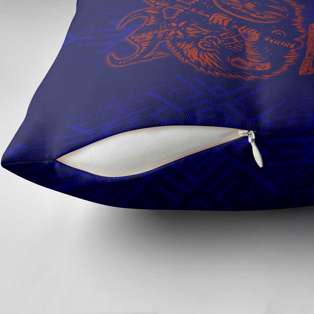 Valhalla Warrior Viking Pillow Cover with Axes and Norse Symbols Norse Mythology Tribute - Wonder Print Shop