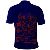 Valhalla Warrior Viking Polo Shirt with Axes and Norse Symbols Norse Mythology Tribute - Wonder Print Shop