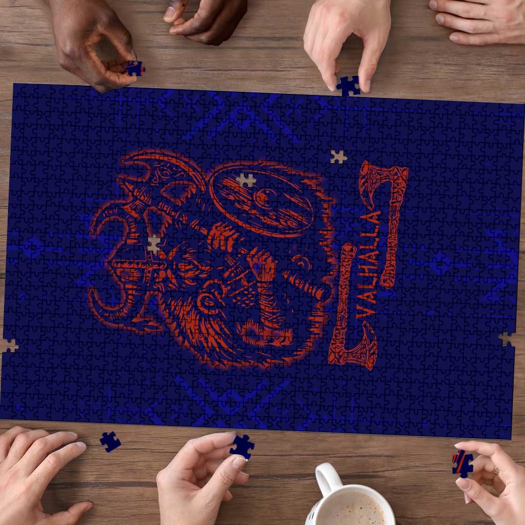 Valhalla Warrior Viking Puzzle with Axes and Norse Symbols Norse Mythology Tribute - Wonder Print Shop
