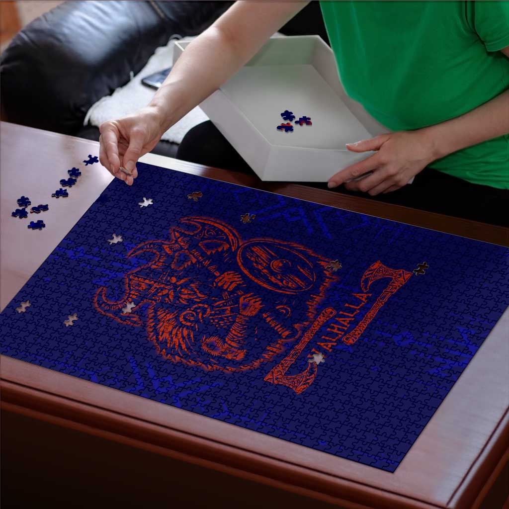 Valhalla Warrior Viking Puzzle with Axes and Norse Symbols Norse Mythology Tribute - Wonder Print Shop