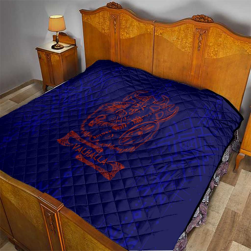 Valhalla Warrior Viking Quilt with Axes and Norse Symbols Norse Mythology Tribute - Wonder Print Shop