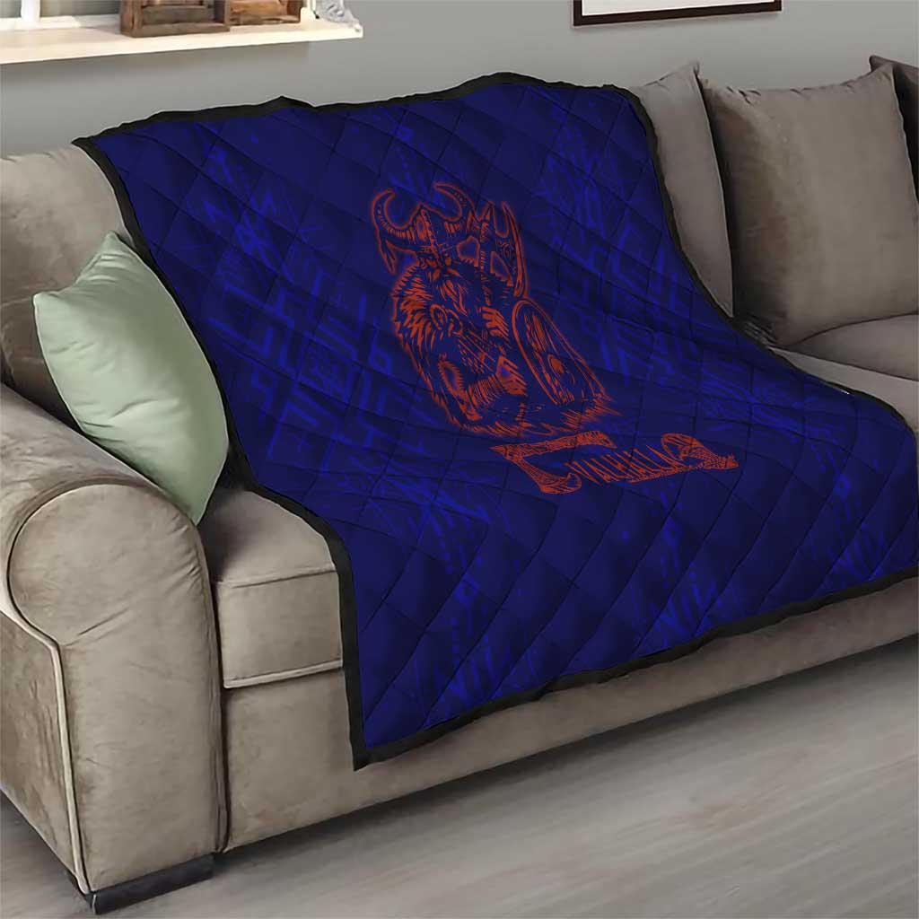 Valhalla Warrior Viking Quilt with Axes and Norse Symbols Norse Mythology Tribute - Wonder Print Shop