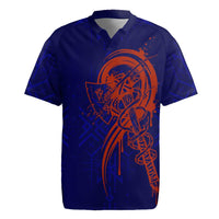 Valhalla Warrior Viking Rugby Jersey with Axes and Norse Symbols Norse Mythology Tribute - Wonder Print Shop