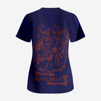 Valhalla Warrior Viking Scrub Top with Axes and Norse Symbols Norse Mythology Tribute - Wonder Print Shop