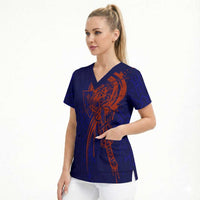 Valhalla Warrior Viking Scrub Top with Axes and Norse Symbols Norse Mythology Tribute - Wonder Print Shop