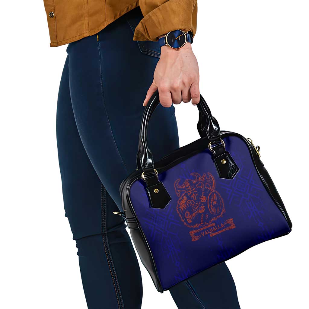 Valhalla Warrior Viking Shoulder Handbag with Axes and Norse Symbols Norse Mythology Tribute - Wonder Print Shop
