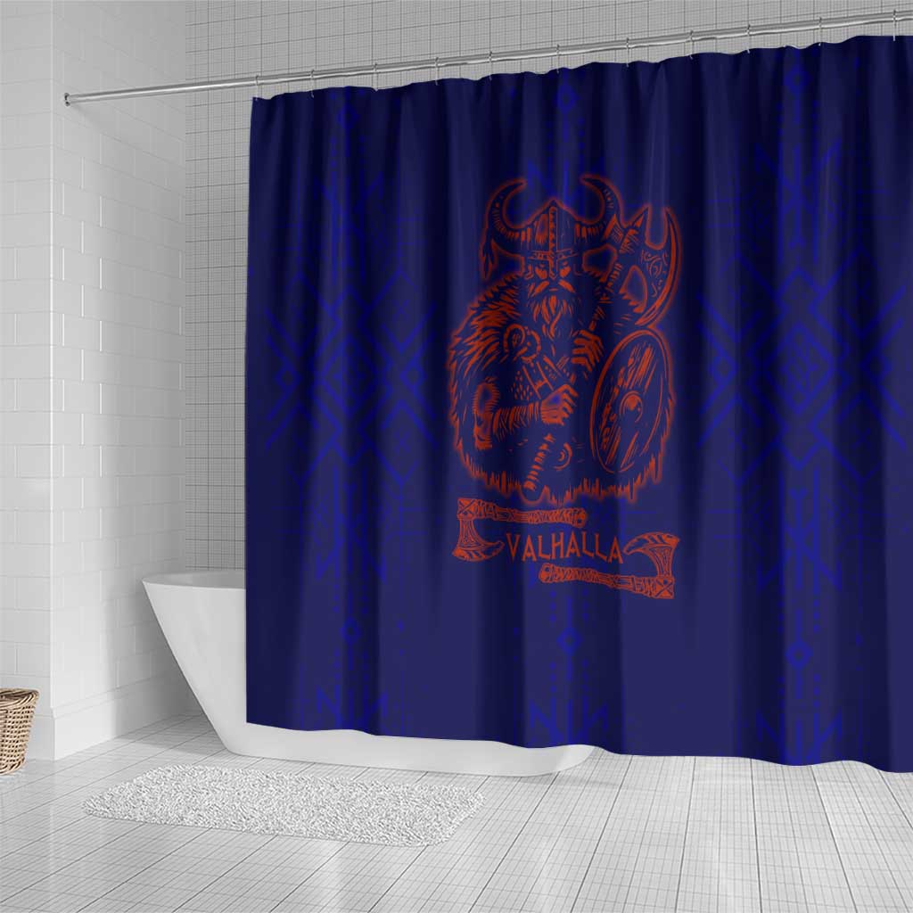 Valhalla Warrior Viking Shower Curtain with Axes and Norse Symbols Norse Mythology Tribute - Wonder Print Shop