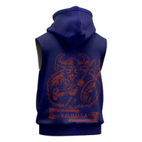 Valhalla Warrior Viking Sleeveless Hoodie with Axes and Norse Symbols Norse Mythology Tribute - Wonder Print Shop