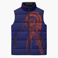 Valhalla Warrior Viking Sleeveless Puffer Jacket with Axes and Norse Symbols Norse Mythology Tribute - Wonder Print Shop