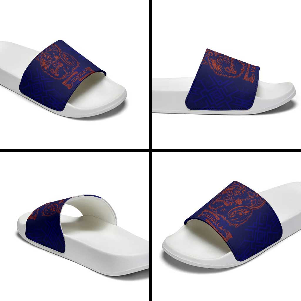 Valhalla Warrior Viking Slide Sandals with Axes and Norse Symbols Norse Mythology Tribute - Wonder Print Shop