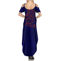 Valhalla Warrior Viking Summer Maxi Dress with Axes and Norse Symbols Norse Mythology Tribute - Wonder Print Shop