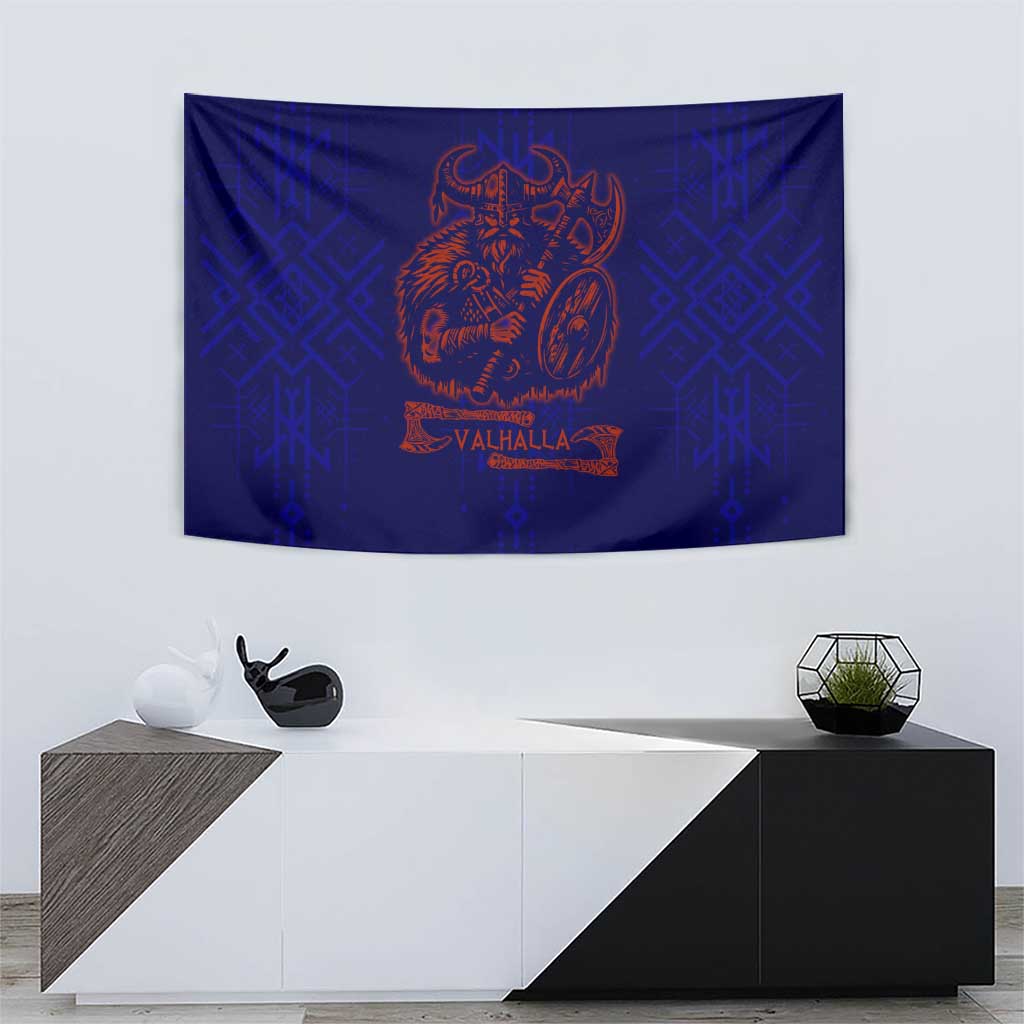 Valhalla Warrior Viking Tapestry with Axes and Norse Symbols Norse Mythology Tribute - Wonder Print Shop