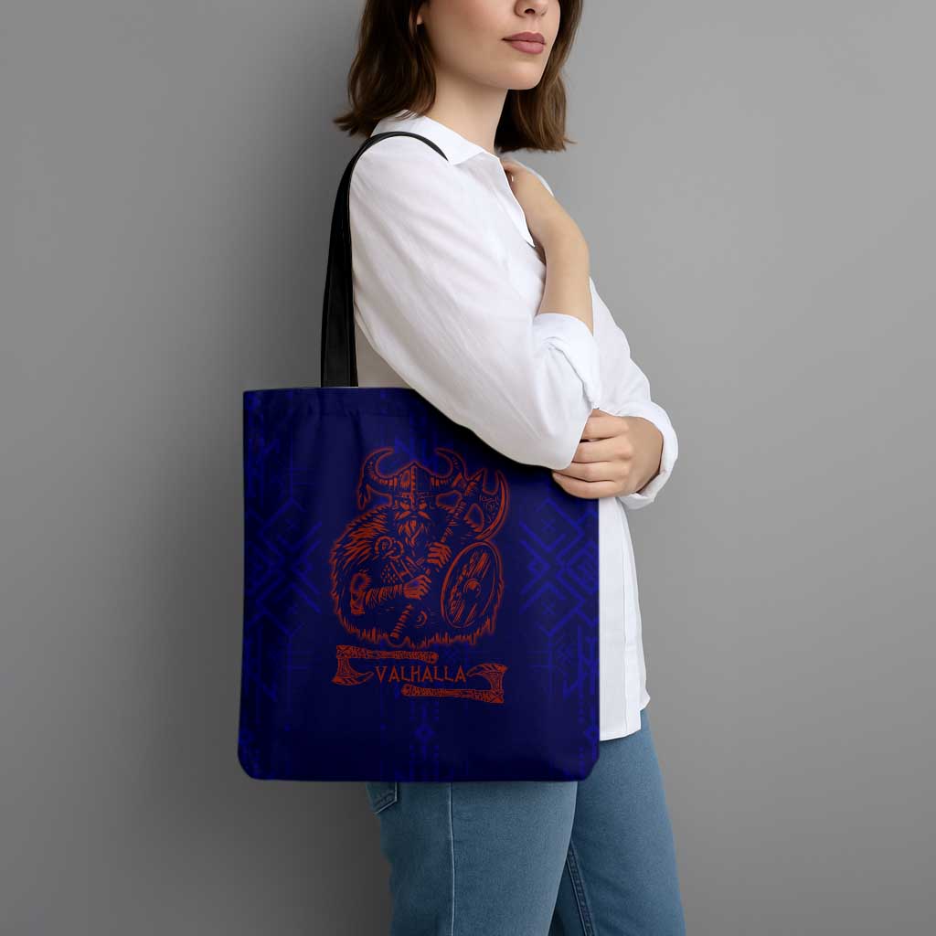 Valhalla Warrior Viking Tote Bag with Axes and Norse Symbols Norse Mythology Tribute - Wonder Print Shop