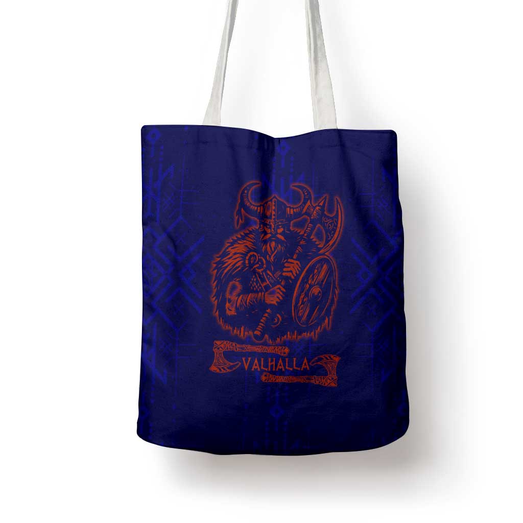 Valhalla Warrior Viking Tote Bag with Axes and Norse Symbols Norse Mythology Tribute - Wonder Print Shop
