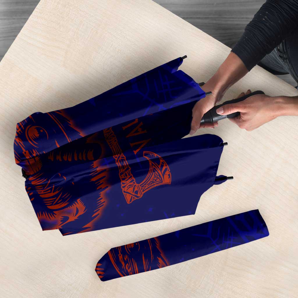 Valhalla Warrior Viking Umbrella with Axes and Norse Symbols Norse Mythology Tribute - Wonder Print Shop