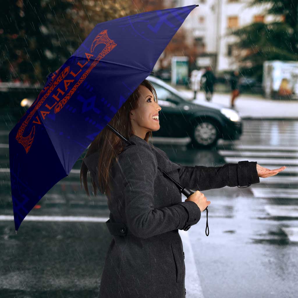 Valhalla Warrior Viking Umbrella with Axes and Norse Symbols Norse Mythology Tribute - Wonder Print Shop