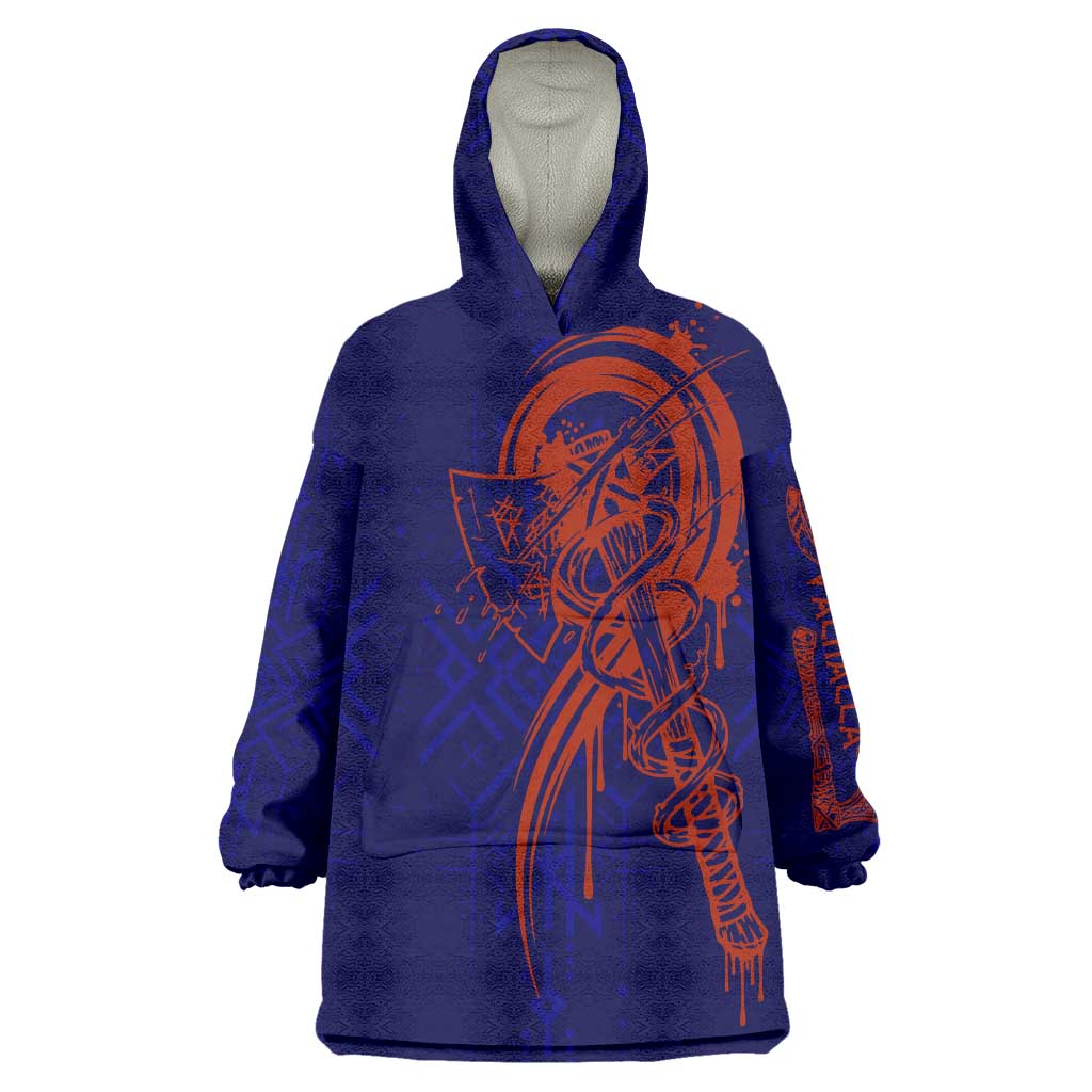 Valhalla Warrior Viking Wearable Blanket Hoodie with Axes and Norse Symbols Norse Mythology Tribute - Wonder Print Shop