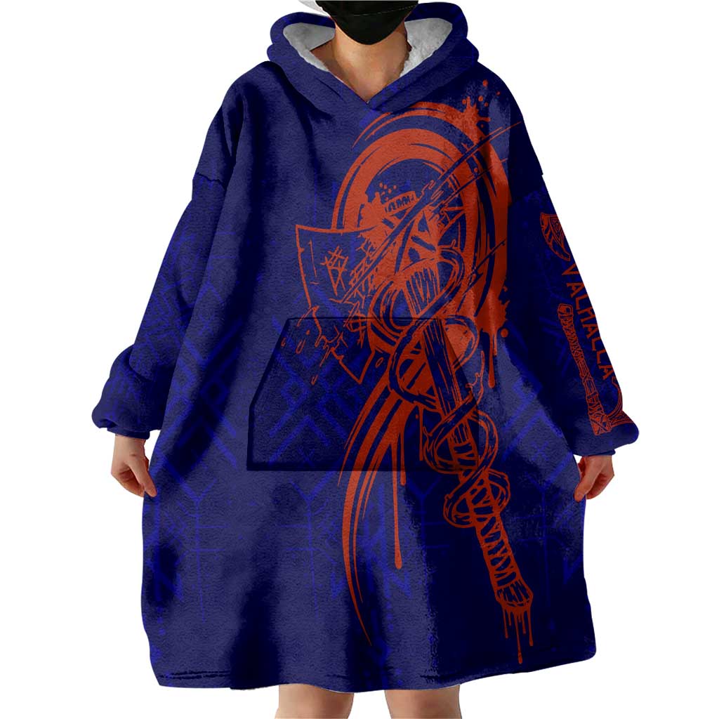 Valhalla Warrior Viking Wearable Blanket Hoodie with Axes and Norse Symbols Norse Mythology Tribute - Wonder Print Shop