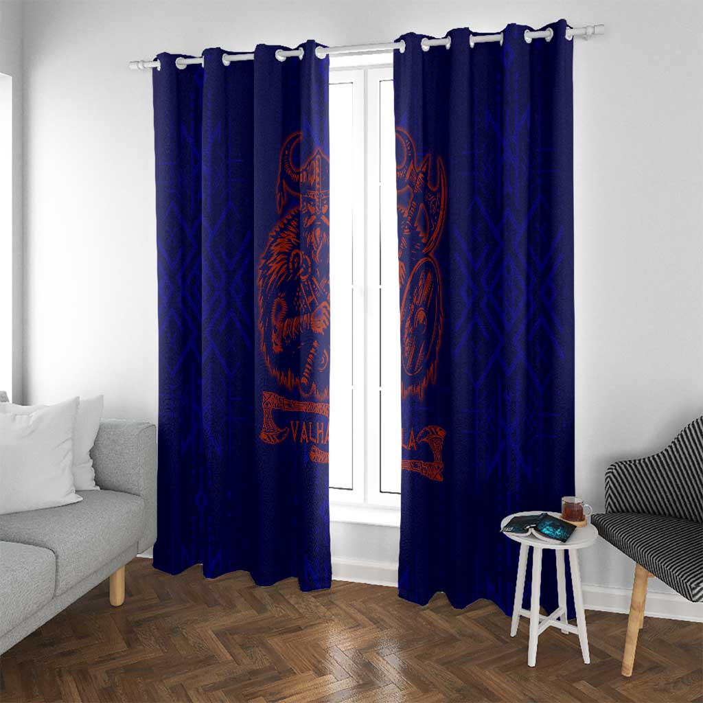 Valhalla Warrior Viking Window Curtain with Axes and Norse Symbols Norse Mythology Tribute - Wonder Print Shop