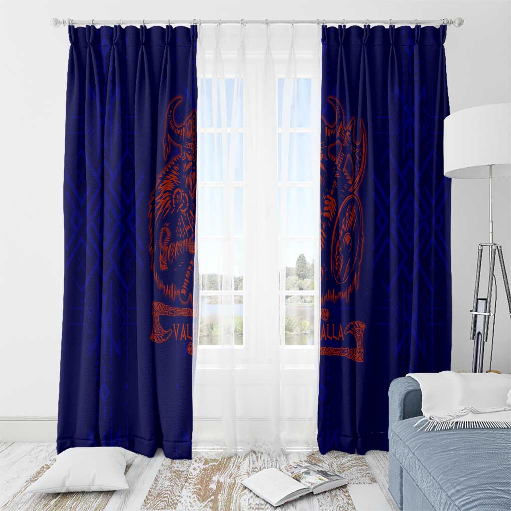 Valhalla Warrior Viking Window Curtain with Axes and Norse Symbols Norse Mythology Tribute - Wonder Print Shop