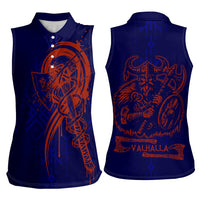 Valhalla Warrior Viking Women Sleeveless Polo Shirt with Axes and Norse Symbols Norse Mythology Tribute - Wonder Print Shop