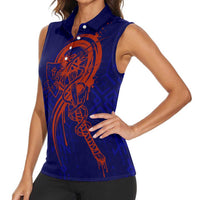 Valhalla Warrior Viking Women Sleeveless Polo Shirt with Axes and Norse Symbols Norse Mythology Tribute - Wonder Print Shop