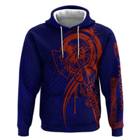 Valhalla Warrior Viking Zip Hoodie with Axes and Norse Symbols Norse Mythology Tribute - Wonder Print Shop