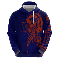 Valhalla Warrior Viking Zip Hoodie with Axes and Norse Symbols Norse Mythology Tribute - Wonder Print Shop