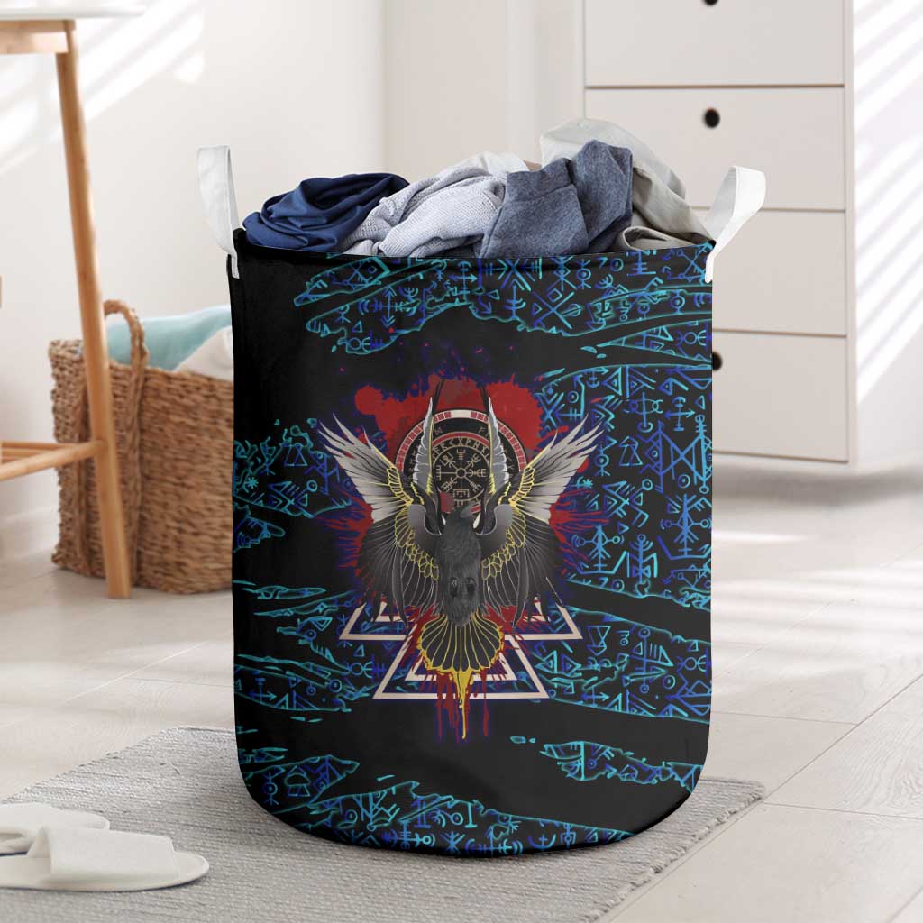 Odin Raven Viking Laundry Basket with Valknut and Runes Norse Mythology and Magic Tribute - Wonder Print Shop