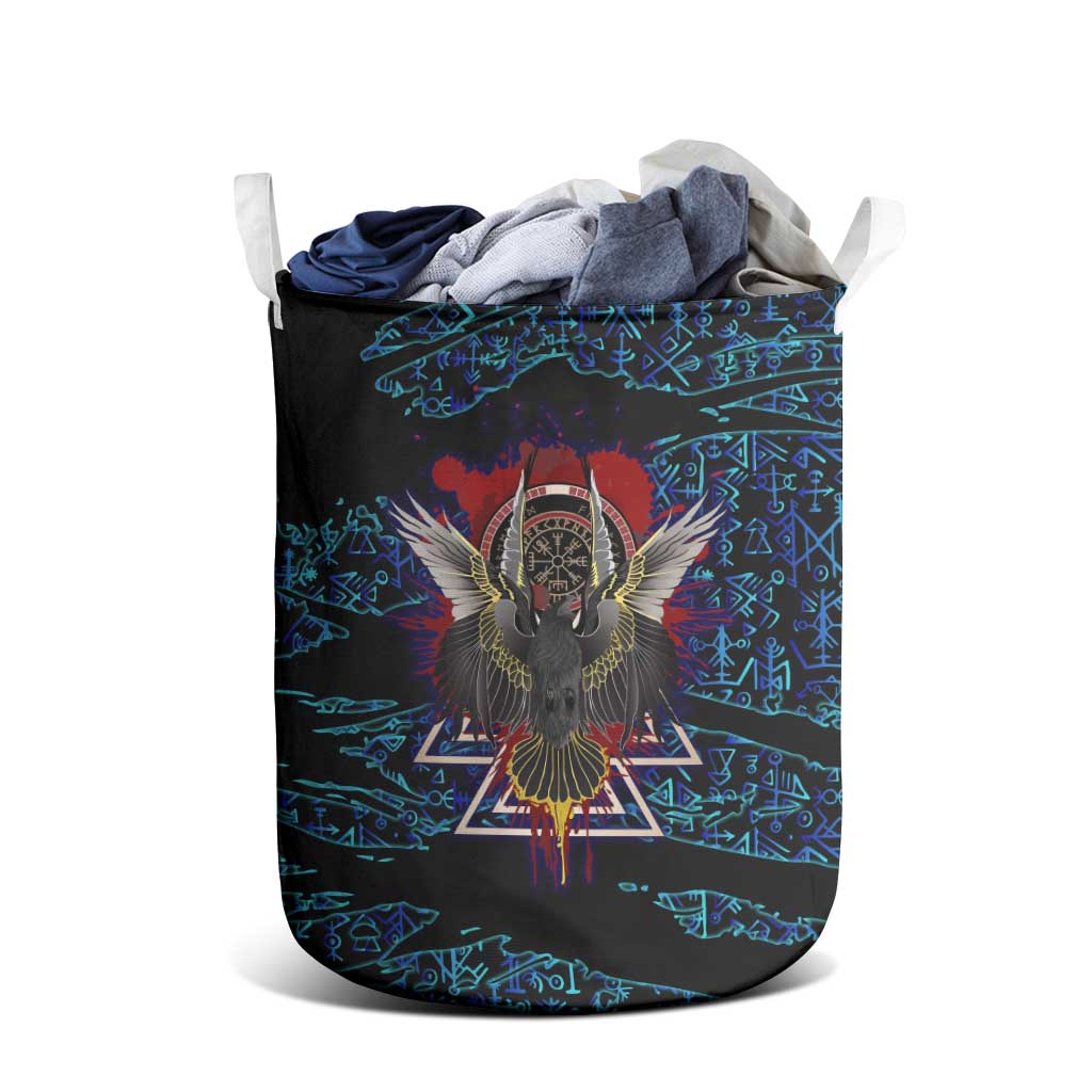 Odin Raven Viking Laundry Basket with Valknut and Runes Norse Mythology and Magic Tribute - Wonder Print Shop
