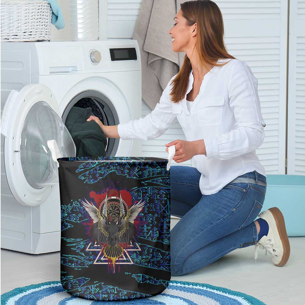Odin Raven Viking Laundry Basket with Valknut and Runes Norse Mythology and Magic Tribute - Wonder Print Shop