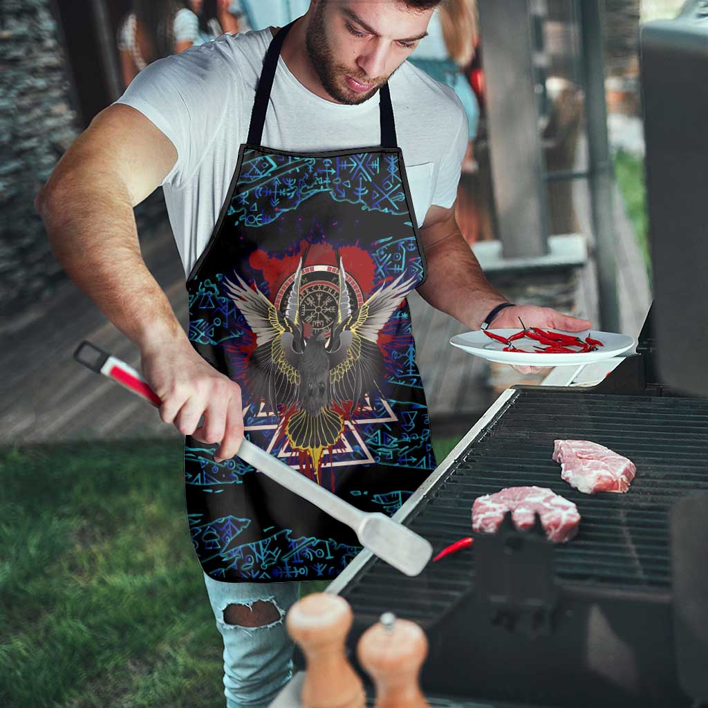 Odin Raven Viking Apron with Valknut and Runes Norse Mythology and Magic Tribute - Wonder Print Shop