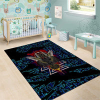 Odin Raven Viking Area Rug with Valknut and Runes Norse Mythology and Magic Tribute - Wonder Print Shop