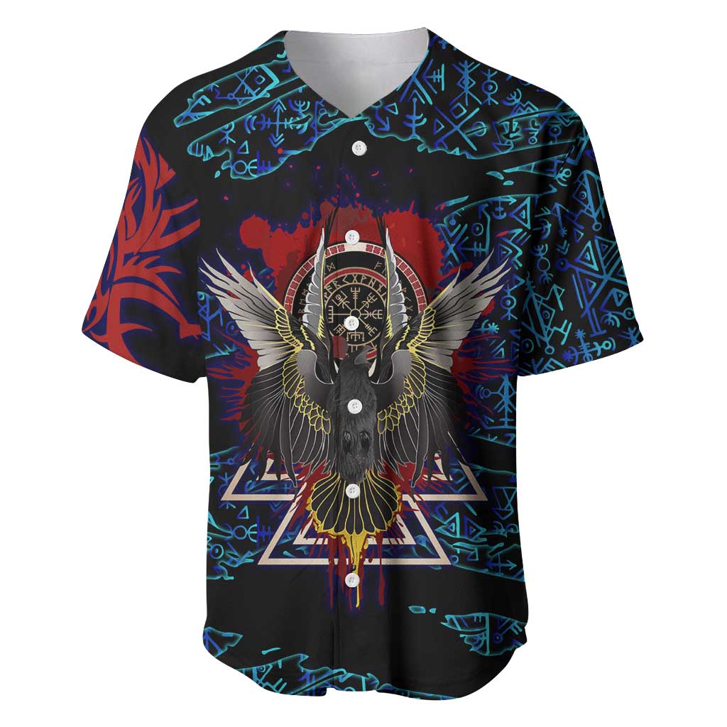 Odin Raven Viking Baseball Jersey with Valknut and Runes Norse Mythology and Magic Tribute - Wonder Print Shop