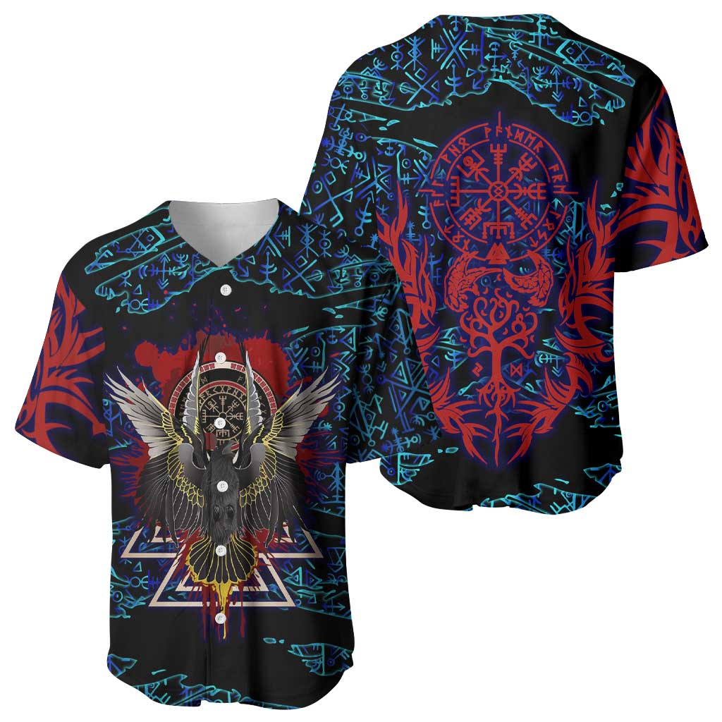 Odin Raven Viking Baseball Jersey with Valknut and Runes Norse Mythology and Magic Tribute - Wonder Print Shop