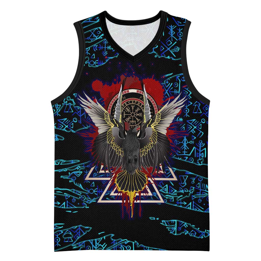 Odin Raven Viking Basketball Jersey with Valknut and Runes Norse Mythology and Magic Tribute - Wonder Print Shop